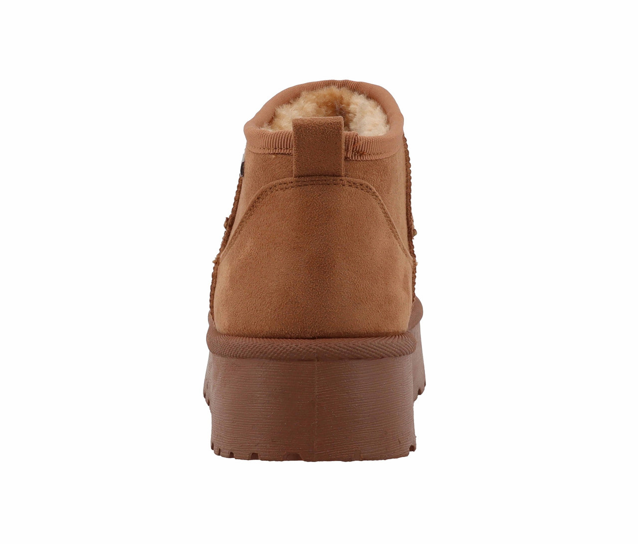 Gros plan d'une botte marron avec une doublure en fourrure.