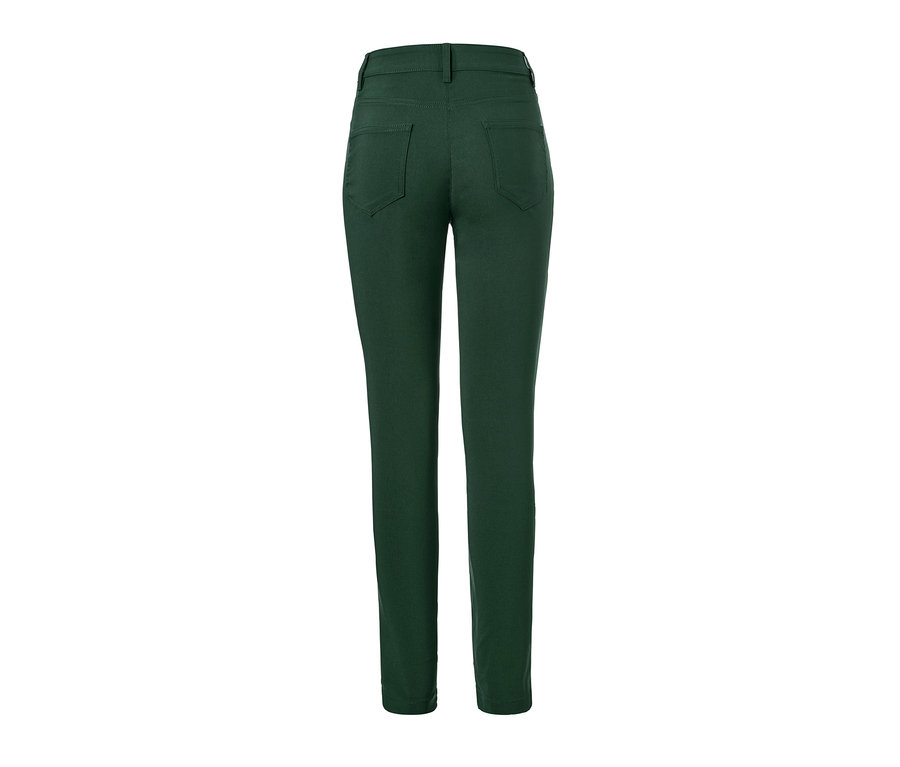Vue arrière d'un pantalon en bengaline vert.