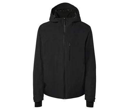 Veste noire à capuche zippée.