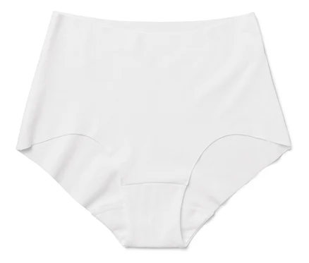 Culotte blanche taille haute sur fond blanc.