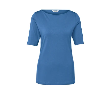 T-shirt bleu à manches 3/4.