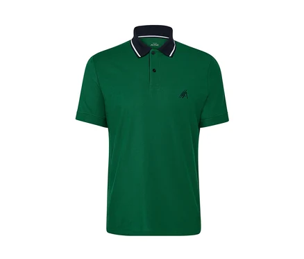 Polo fonctionnel vert avec col bleu marine.