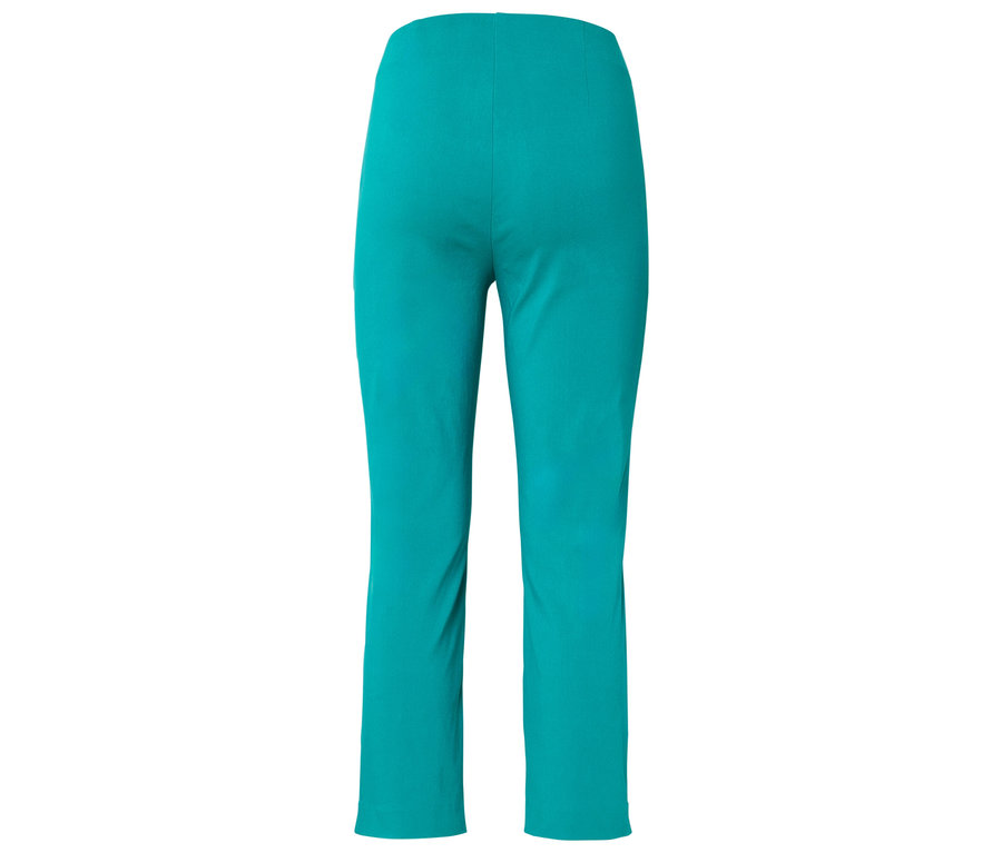 Vue arrière d'un pantalon turquoise.