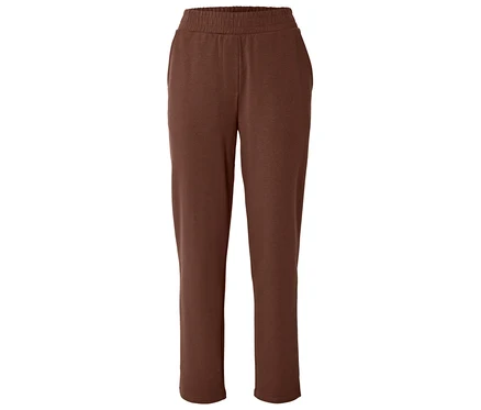 Pantalon de jogging long marron avec taille élastique et poches latérales.