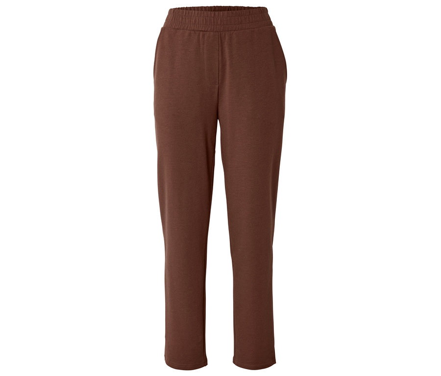 Pantalon de jogging long marron avec taille élastique et poches latérales.