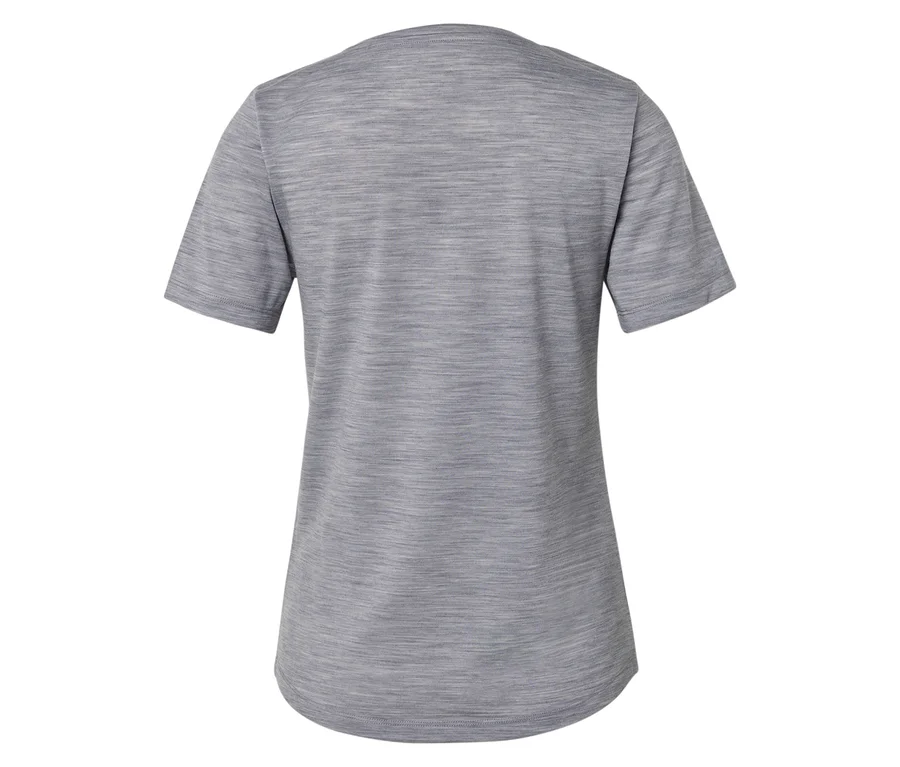 Vue arrière d'un t-shirt gris à manches courtes.
