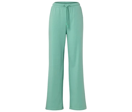 Un pantalon de jogging long vert clair avec un cordon de serrage.