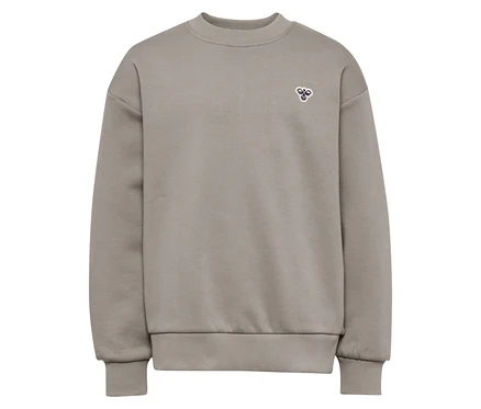 Sweat hummel® HMLJR Loose Crew Neck Bee marron avec petit logo sur la poitrine.