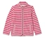Veste polaire rose rayée avec fermeture éclair intégrale et deux poches.