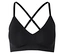 Soutien-gorge noir avec décolleté en V et bretelles croisées dans le dos.