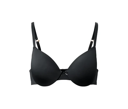 Soutien-gorge noir à armatures avec bretelles réglables.