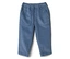 Pantalon en velours côtelé bleu avec taille élastique et deux poches plaquées à l'avant.
