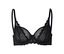 Soutien-gorge noir à armatures avec bretelles réglables et dentelle.