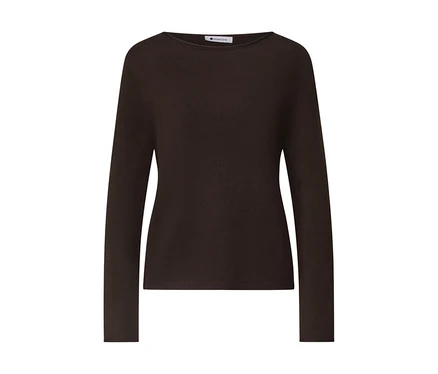 Pull en maille Street One marron foncé à manches longues et col bateau.