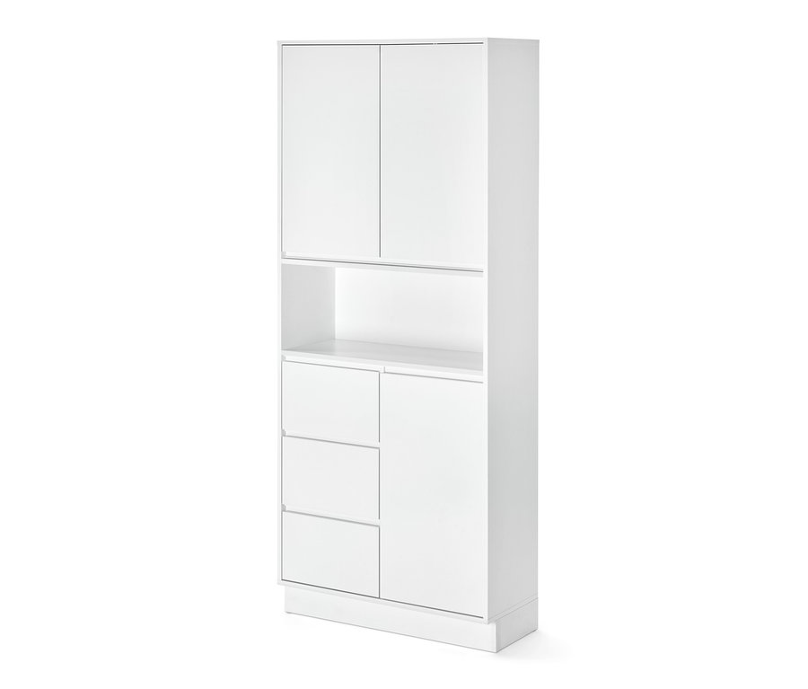 Armoire haute de salle de bain blanche.
