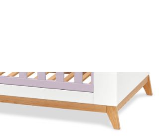 Blanc<br>Barreaux roses<br>Piètement en chêne naturel