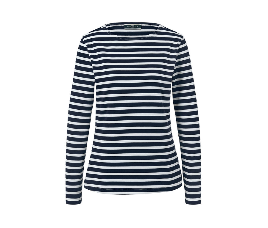 T-shirt bleu à rayures à manches longues.