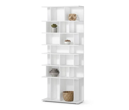 Étagère blanche, env. 80 cm de largeur, avec des décorations.