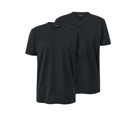 Deux t-shirts noirs à encolure en V.