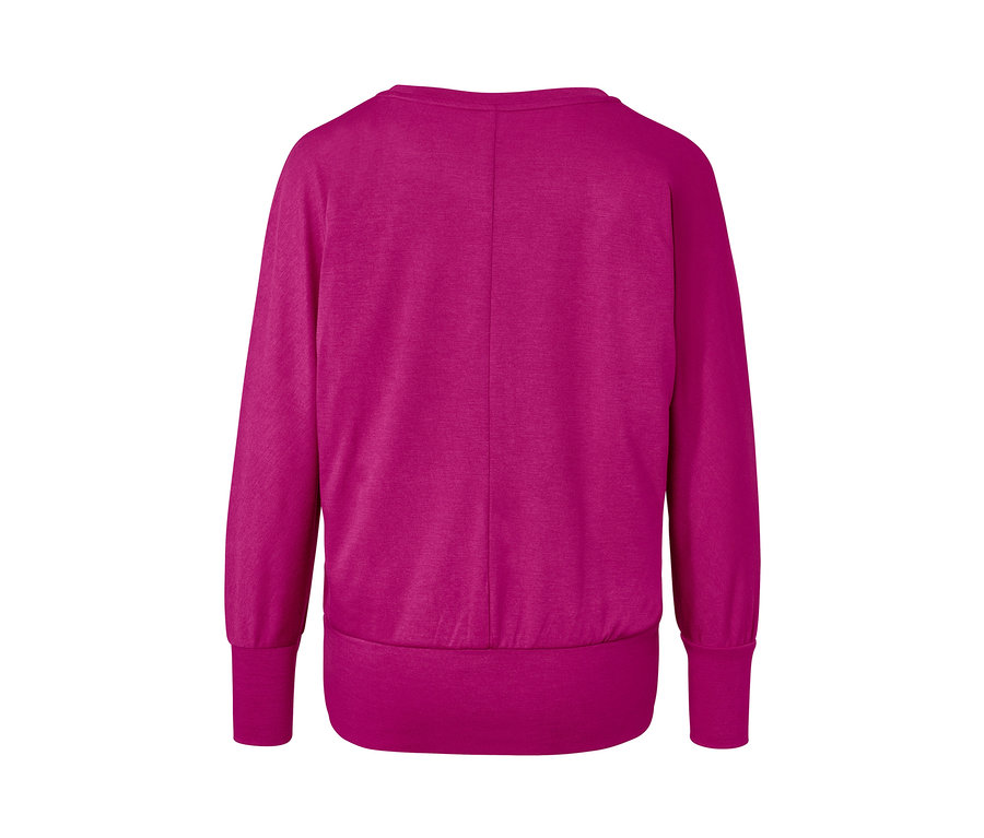 Vue arrière d'un t-shirt de yoga fuchsia.