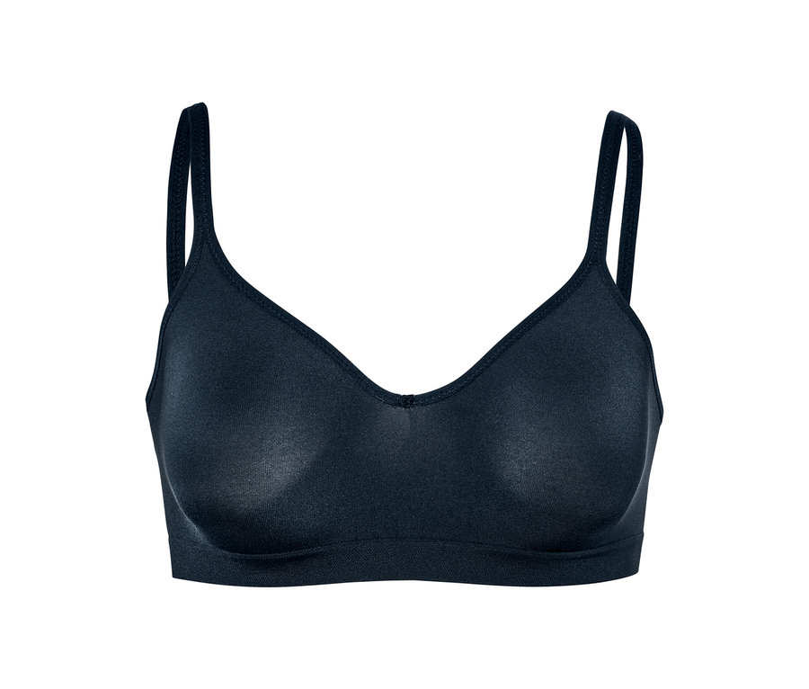 Soutien-gorge bleu foncé doux sans coutures.