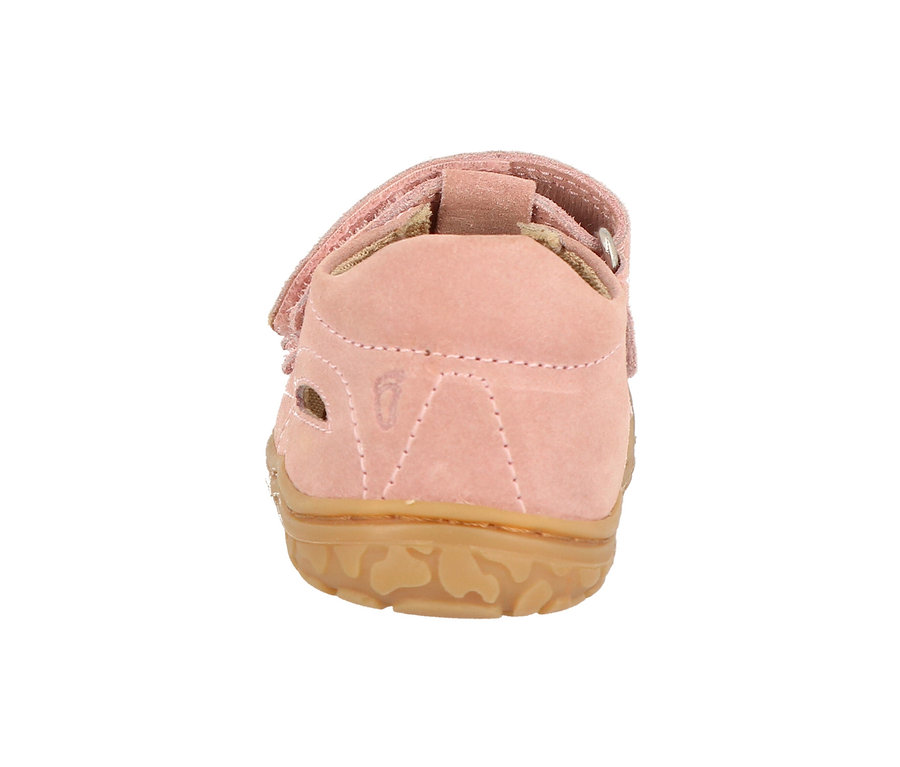 Vue arrière d'une sandale rose Lurchi « Barefoot ».
