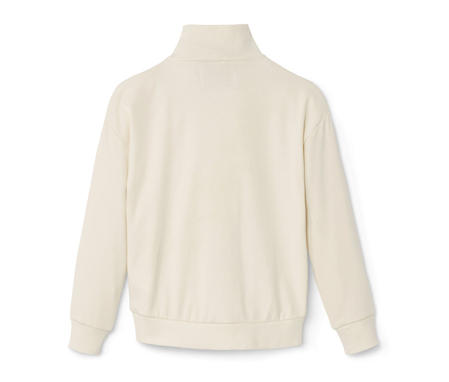 Vue détaillée de dos d'un pull camionneur enfant couleur crème.