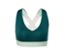 Brassière de sport verte avec bretelles croisées.