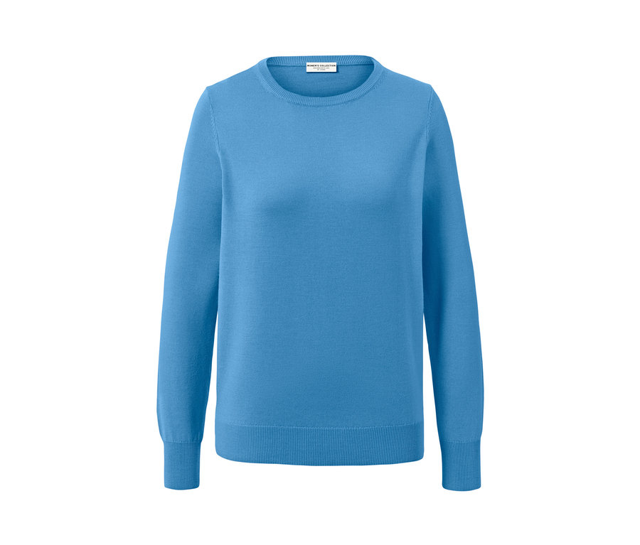 Pull en maille fine mérinos bleu clair.