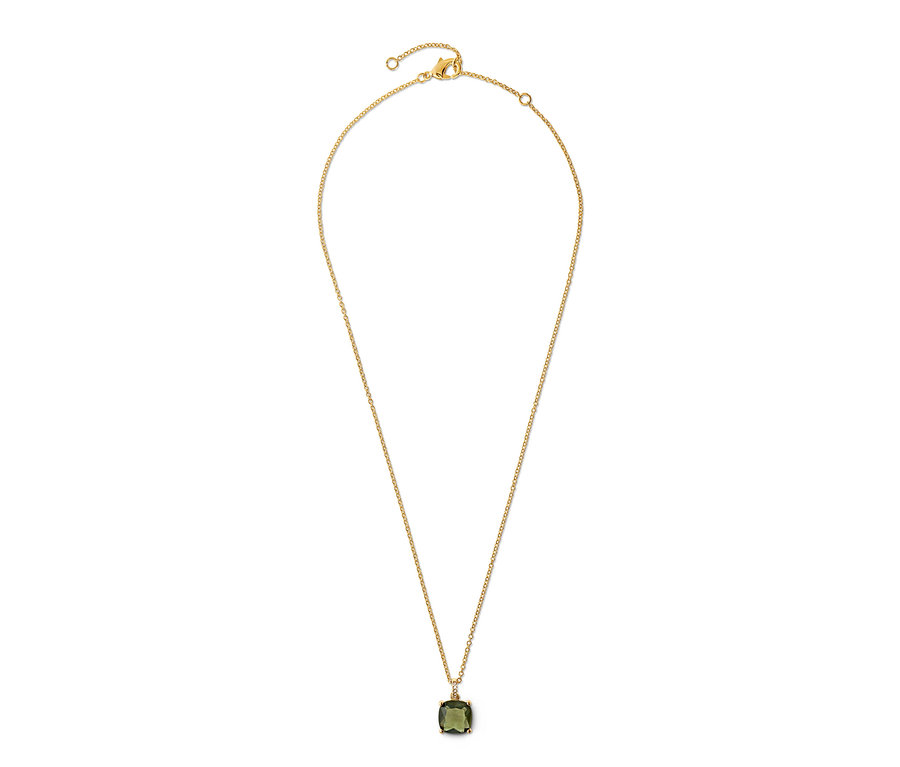 Chaîne Forest dorée avec cristal de verre vert.