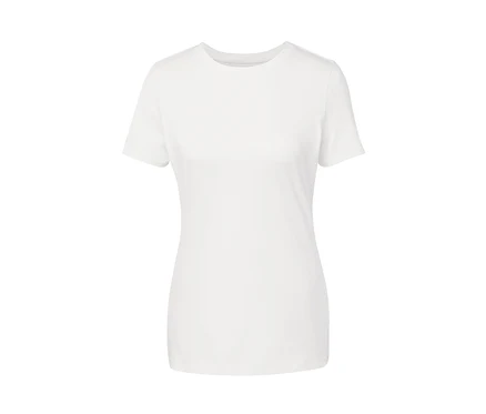 T-shirt basique blanc à manches courtes et col rond.
