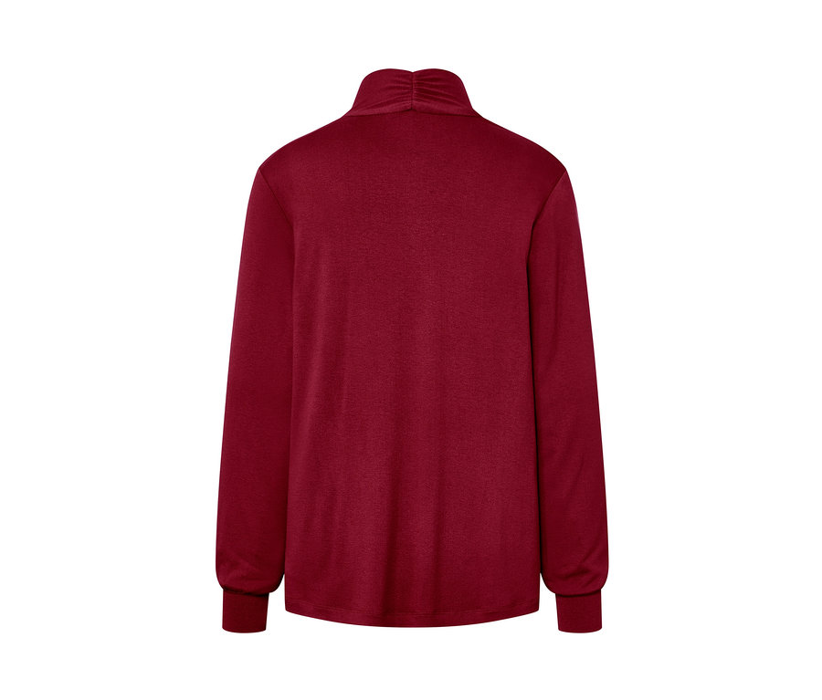 T-shirt manches longues rouge bordeaux avec encolure en V.
