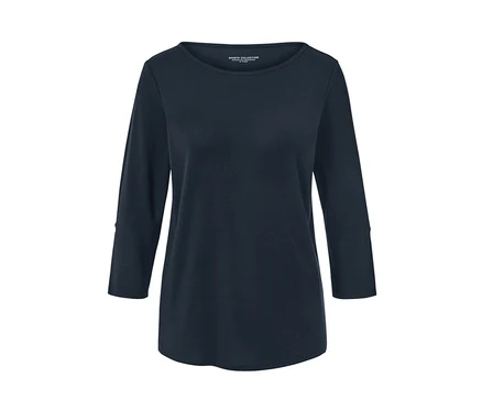 T-shirt technique bleu foncé à manches 3/4.