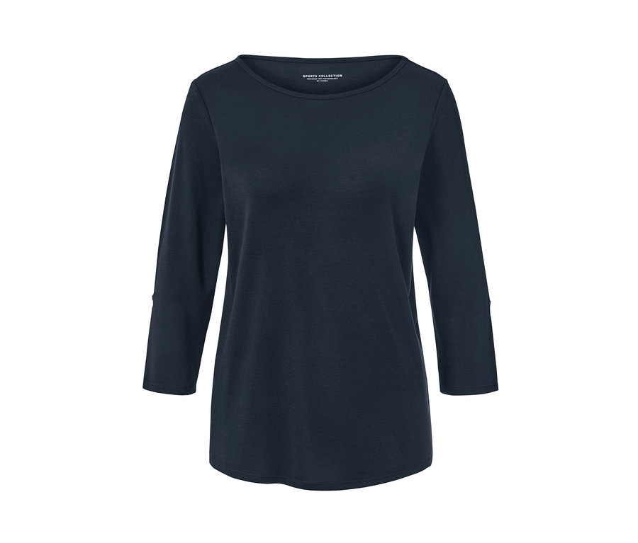 T-shirt technique bleu foncé à manches 3/4.