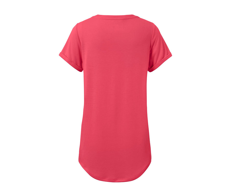 Vue arrière d'un t-shirt long rose.