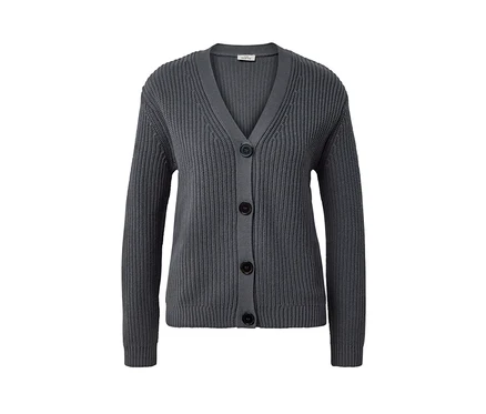 Cardigan en grosse maille anthracite avec boutons.