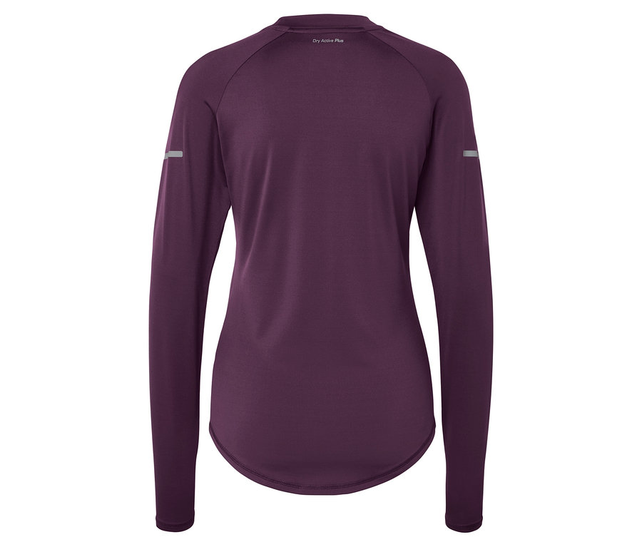 Vue arrière d'un t-shirt à manches longues violet.