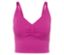 Gros plan d'une brassière de sport rose avec de fines bretelles.