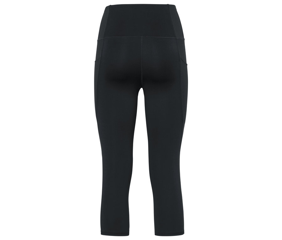 Legging noir trois quarts avec taille haute et poches.