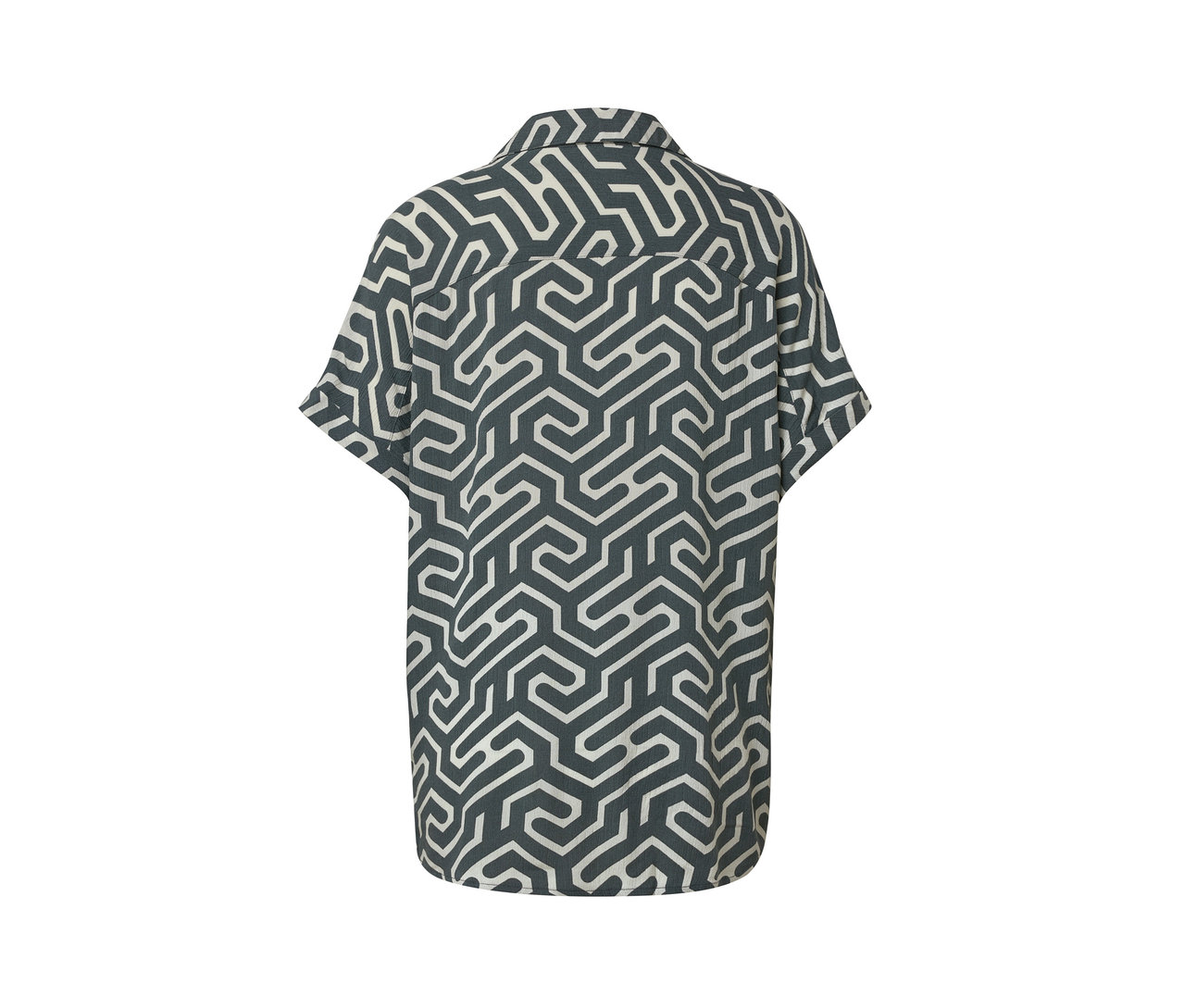 Vue arrière d'une blouse imprimée.