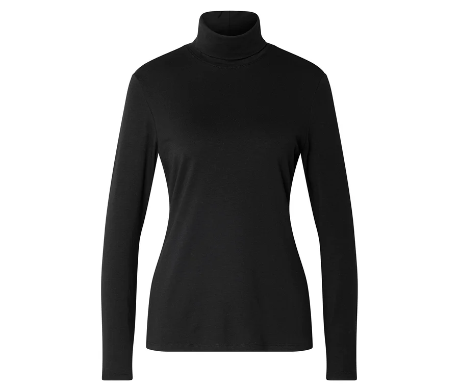 T-shirt col roulé à manches longues noir.