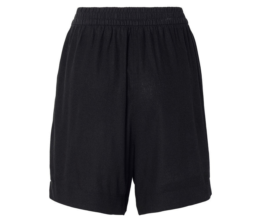 Short noir avec taille élastique, vue de dos.