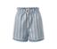 Un short bleu fumé rayé en mélange de lin avec cordon de serrage.
