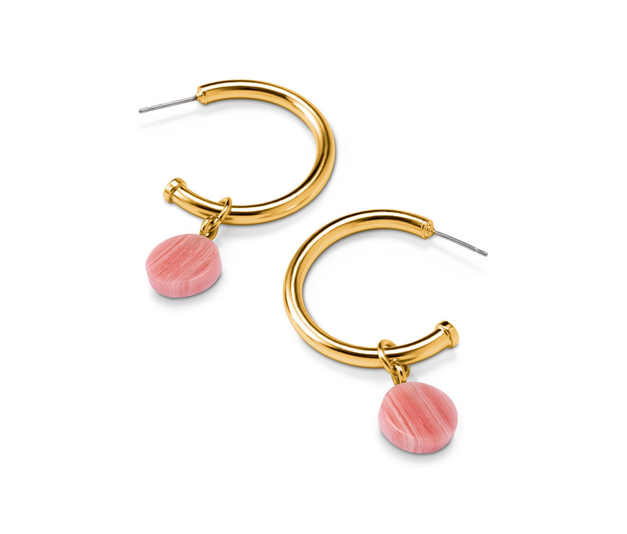 Deux créoles dorées avec pierre synthétique.