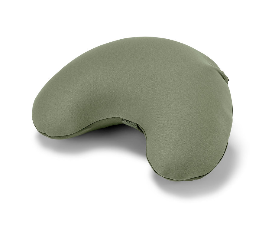 Coussin gonflable pour la nuque vert.