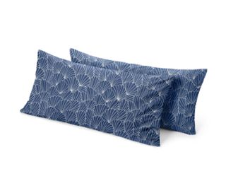 1 côté bleu avec impression intégrale de coquillages blancs, 1 côté bleu