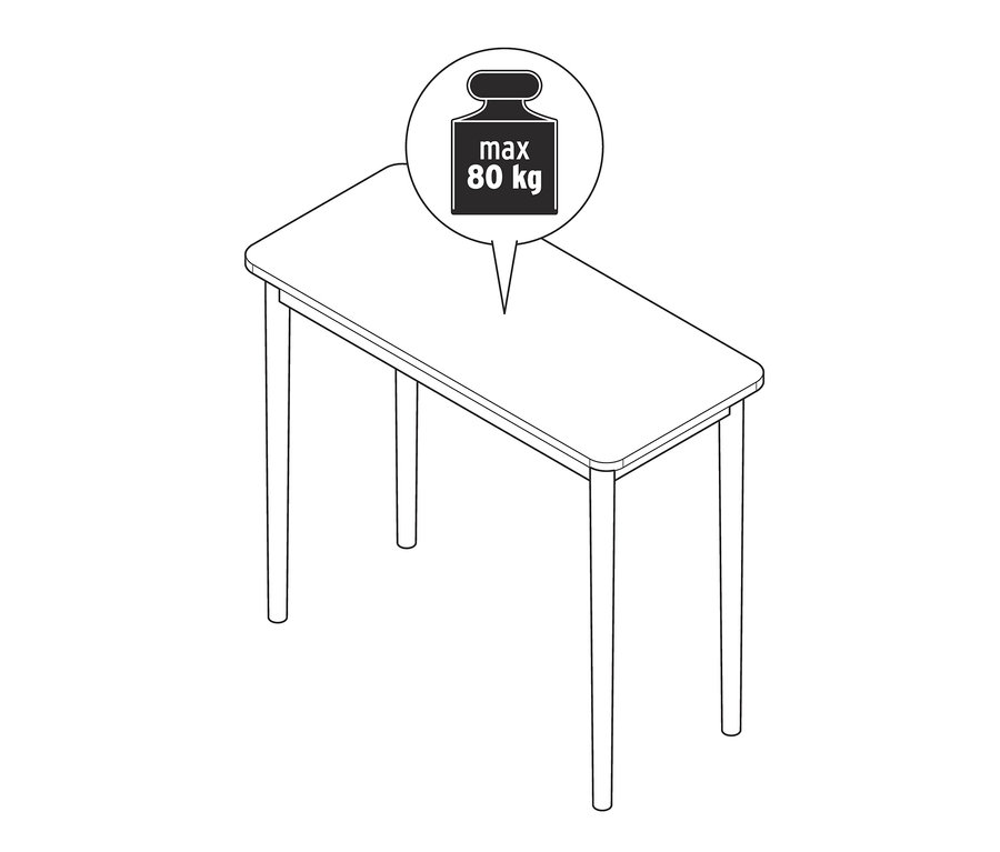 Schéma d'une console avec une charge maximale de 80 kg.