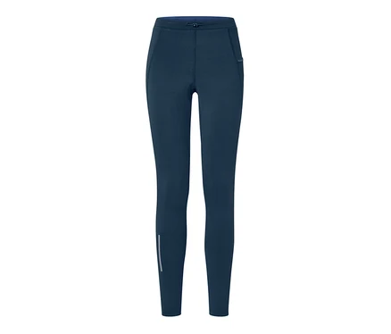 Legging thermique de course à pied bleu foncé.