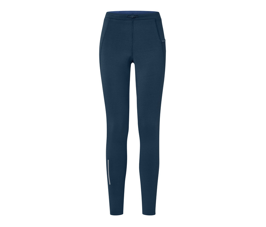 Legging thermique de course à pied bleu foncé.