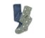 2 Collants thermiques pour enfant, bleu et vert - 1 x bleu, 1 x vert avec motif étoilé crème
